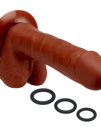 Pro Sensual Premium Silicone 8 Inch Dong With 3 Cockrings - Brown