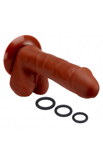 Pro Sensual Premium Silicone 8 Inch Dong With 3  Cockrings - Brown