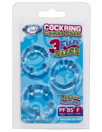 Cockring Combo Beaded - Clear