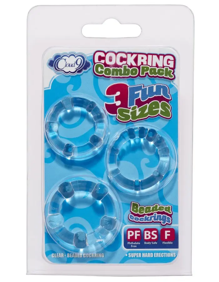 Cockring Combo Beaded - Clear