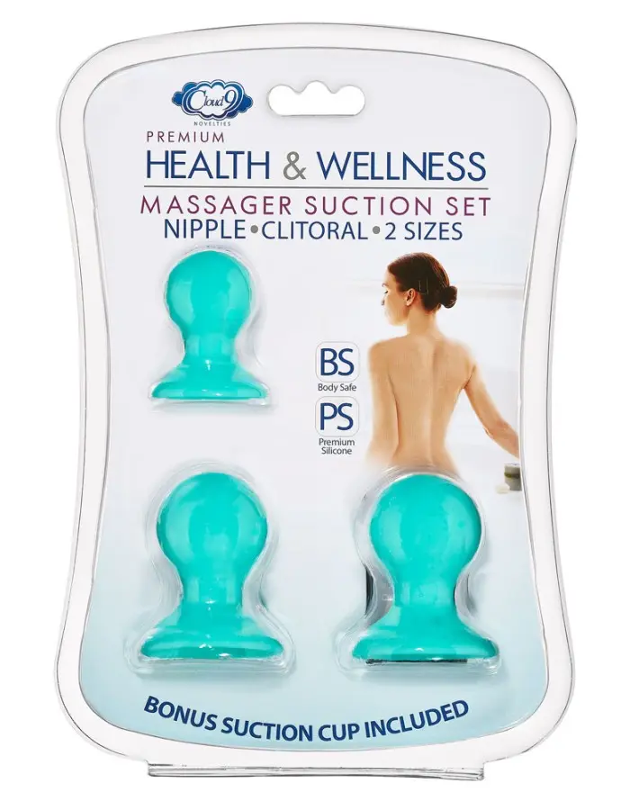Cloud 9 Health and Wellness Nipple and Clitoral Massager Suction Set - Teal