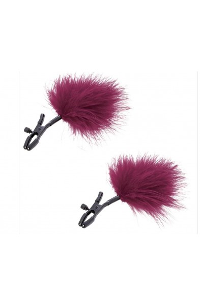 Sex and Mischief Enchanted Feather Nipple Clamps - Burgundy