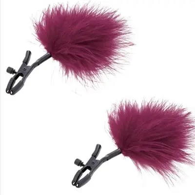 Sex and Mischief Enchanted Feather Nipple Clamps - Burgundy
