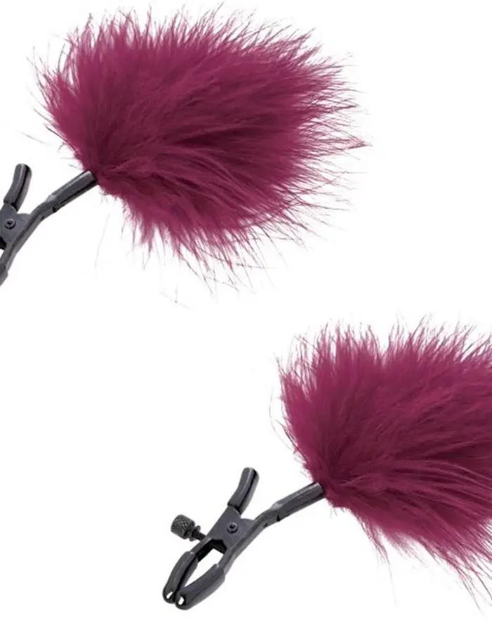 Sex and Mischief Enchanted Feather Nipple Clamps - Burgundy