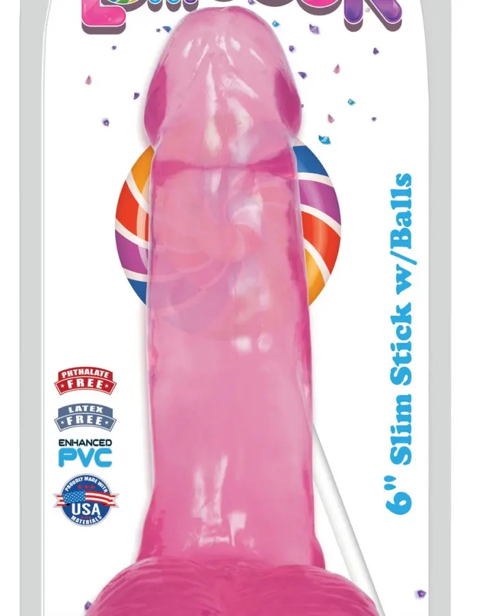 Lollicock 6 Inch Slim Stick With Balls - Cherry Ice