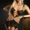 2pc Low Rise Waist Garter With Connected Cropped  Top and Stockings - One Size - Black