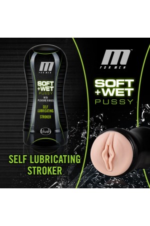 M for Men - Soft and Wet - Pussy With Pleasure Ridges - Self Lubricating Stroker Cup - Vanilla