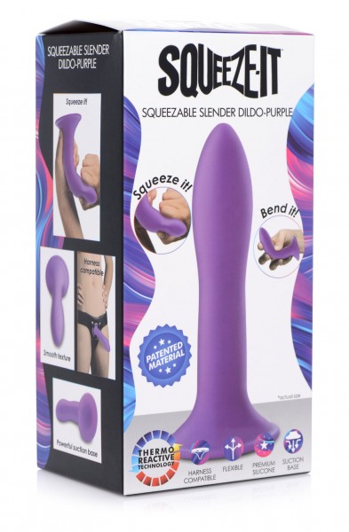 Squeezable Slender Dildo - Purple