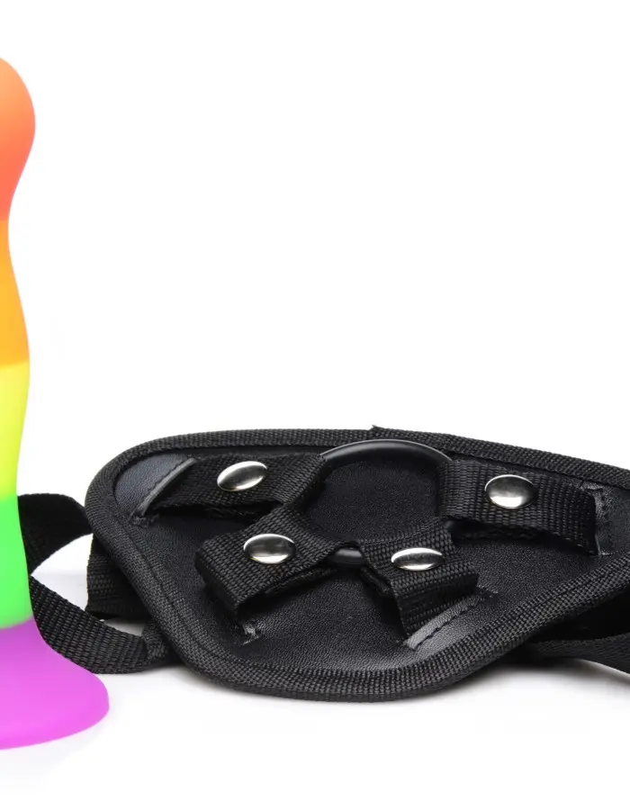 Proud Rainbow Silicone Dildo With Harness