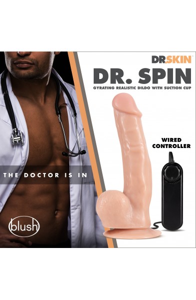 Dr. Skin - Dr. Spin - 8 Inch Gyrating Realistic Dildo - Vanilla