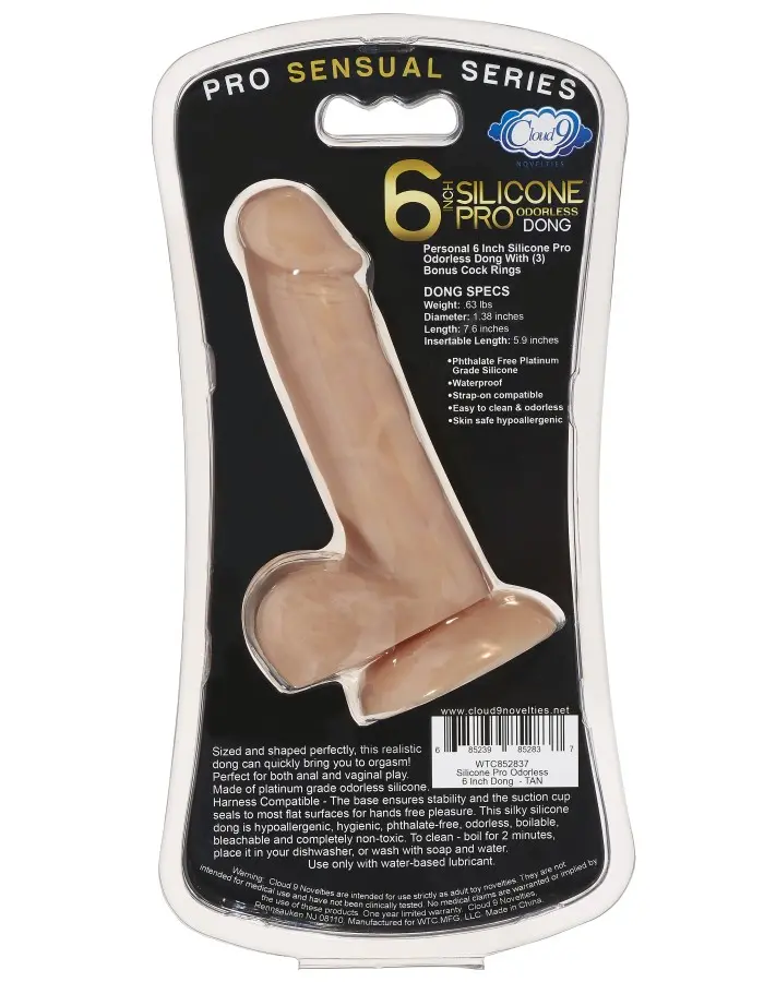 Pro Sensual Series 6 Inch Silicone Pro Odorless Dong - Tan