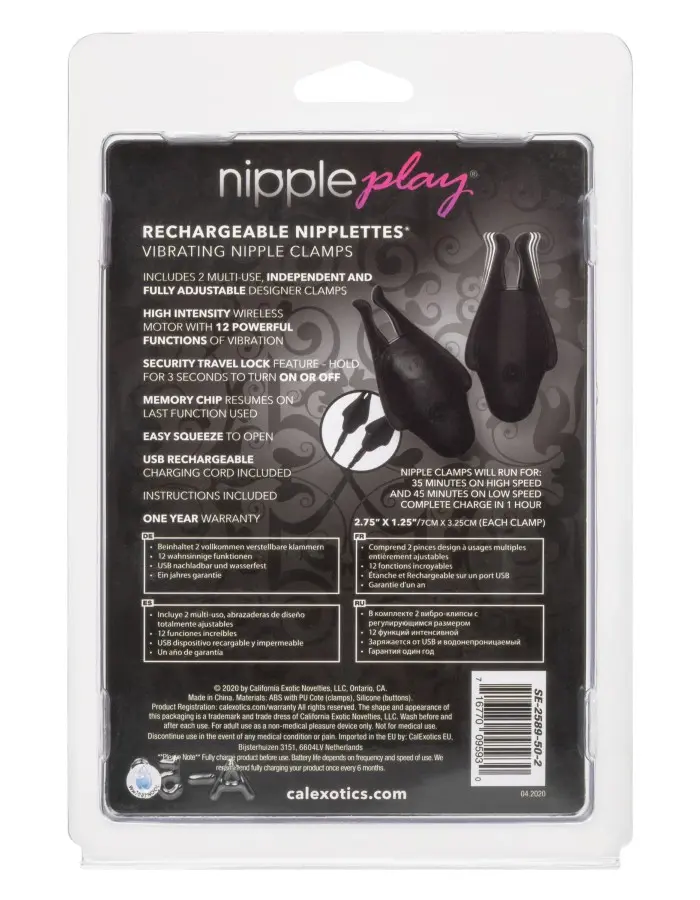 Nipple Play Rechargeable Nipplettes - Black
