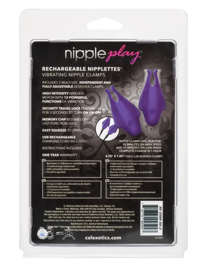 Nipple Play Rechargeable Nipplettes - Purple
