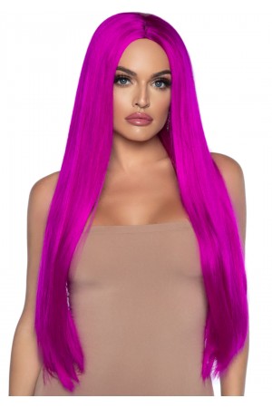 33 Inch Long Straight Center Part Wig - Raspberry