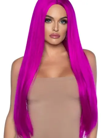 33 Inch Long Straight Center Part Wig - Raspberry