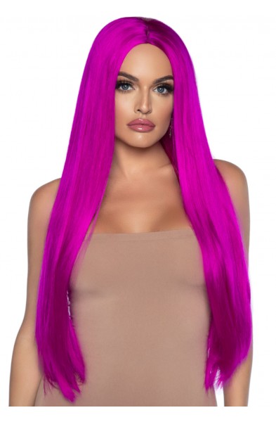 33 Inch Long Straight Center Part Wig - Raspberry