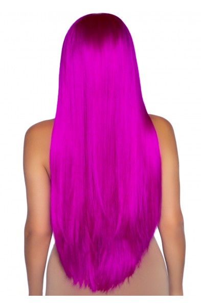 33 Inch Long Straight Center Part Wig - Raspberry