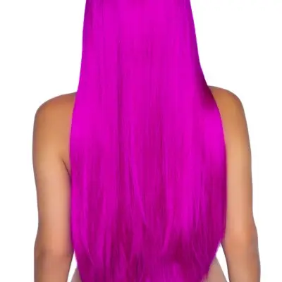 33 Inch Long Straight Center Part Wig - Raspberry