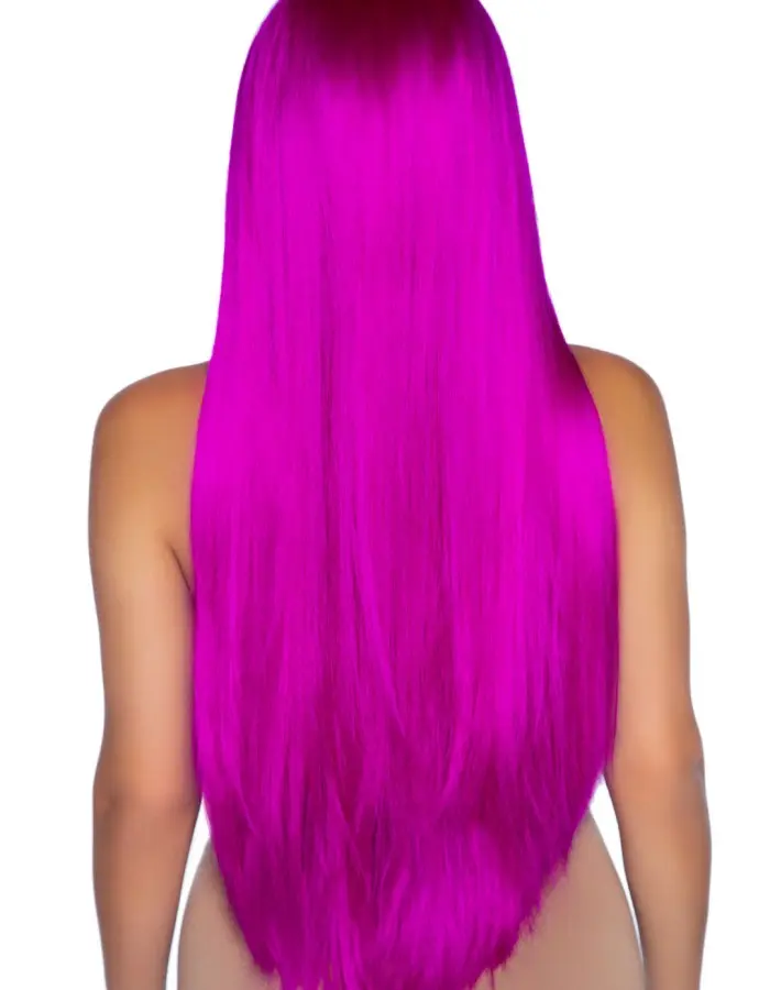33 Inch Long Straight Center Part Wig - Raspberry