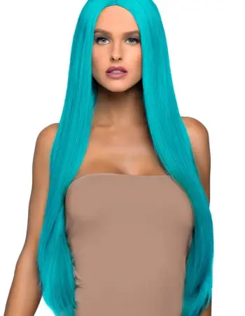33 Inch Long Straight Center Part Wig - Turquoise