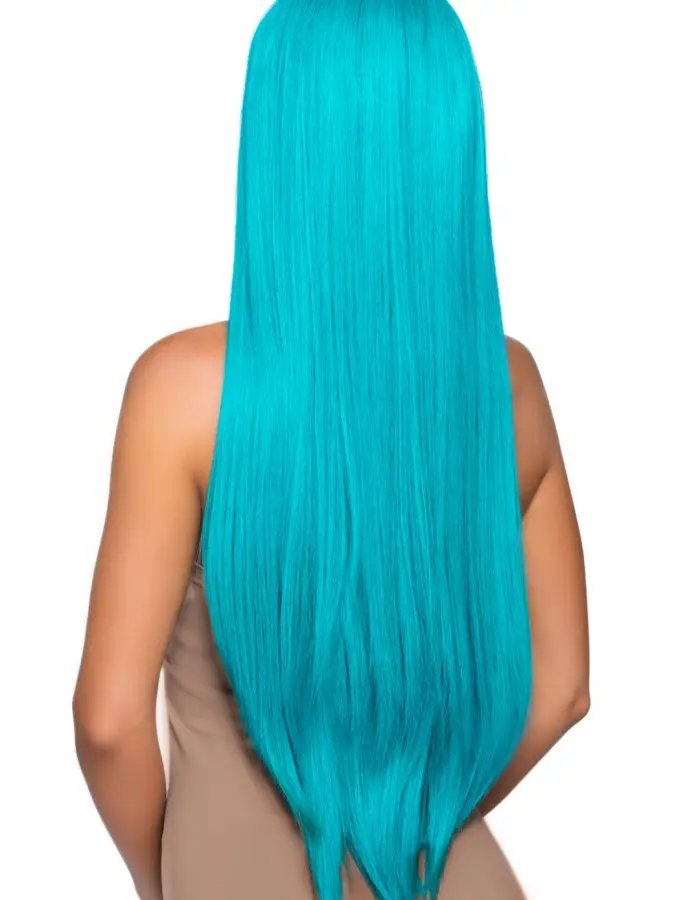 33 Inch Long Straight Center Part Wig - Turquoise