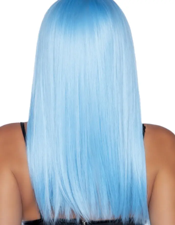 24 Inch Long Straight Bang Wig Blue