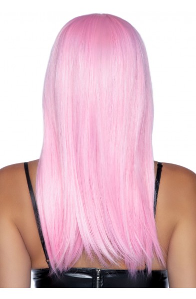 24 Inch Long Straight Bang Wig Pink