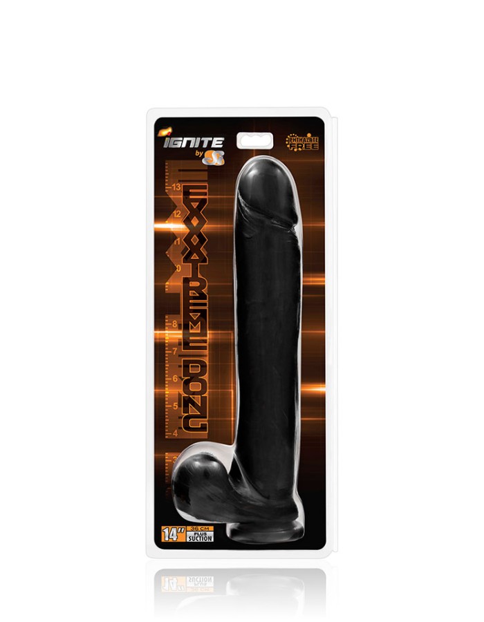 14 Inch Exxxtreme Dong With Suction & Balls - Black