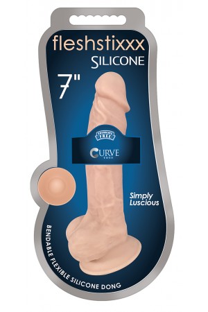 7 Inch Fleshstixxx Silicone Dildo With Balls -  Vanilla