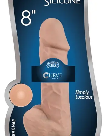 8 Inch Fleshstixxx Silicone Dildo With Balls -  Vanilla
