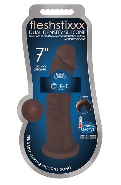 7 Inch Fleshstixxx Silicone Dildo W/o Balls - Chocolate