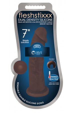 7 Inch Fleshstixxx Silicone Dildo W/o Balls - Chocolate