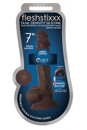 7 Inch Fleshstixxx Silicone Dildo With Balls - Chocolate