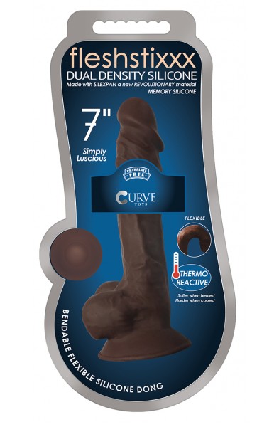 7 Inch Fleshstixxx Silicone Dildo With Balls - Chocolate