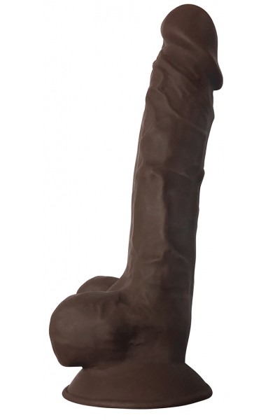 7 Inch Fleshstixxx Silicone Dildo With Balls - Chocolate