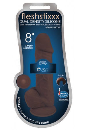 8 Inch Fleshstixxx Silicone Dildo With Balls - Chocolate