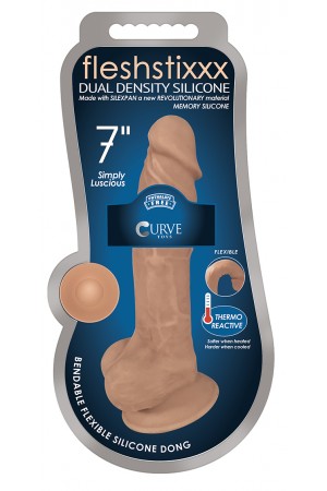 7 Inch Fleshstixxx Silicone Dildo With Balls - Latte