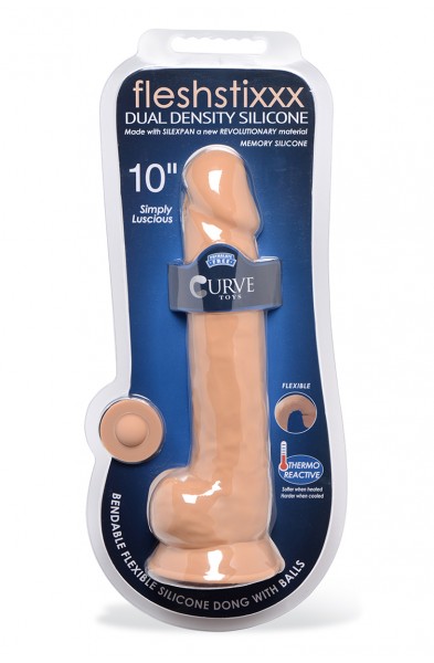 Fleshstixxx 10 Inch Silicone Dildo With Balls -  Latte