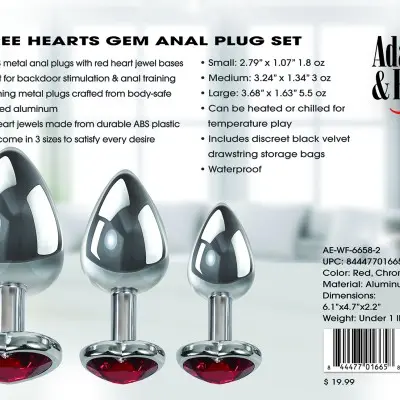 Three Hearts Gem Anal Plug Set
