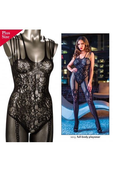 Scandal Plus Size Strappy Lace Body Suit