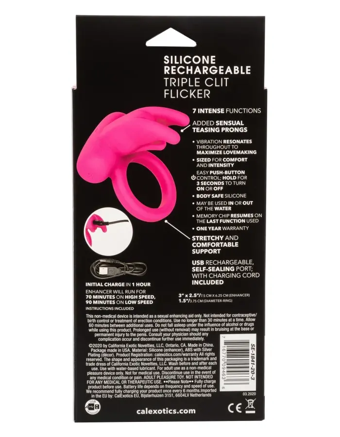 Silicone Rechargeable Triple Clit Flicker