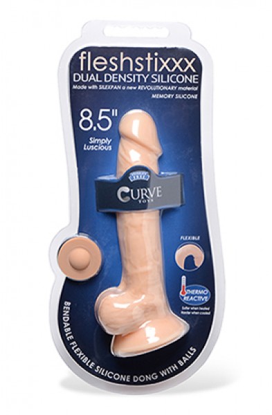 Fleshstixxx Silicone 8.5 Inch Silicone Dildo With  Balls - Vanilla