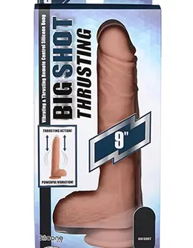 Big Shot 9 Inch Silicone Thrusting Dildo With - Balls and Remote