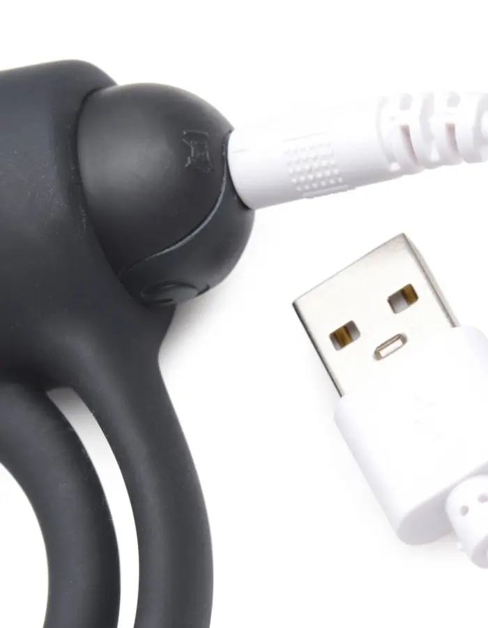 Bang - Silicone Cock Ring and Bullet With Remote  Control - Black