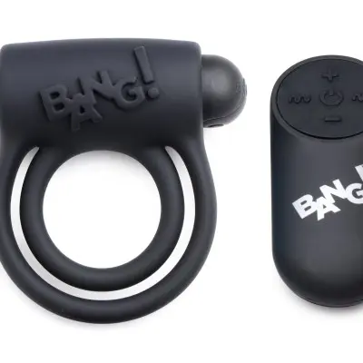 Bang - Silicone Cock Ring and Bullet With Remote  Control - Black