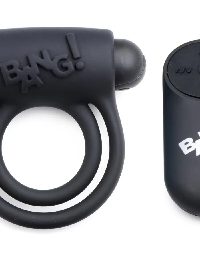 Bang - Silicone Cock Ring and Bullet With Remote  Control - Black