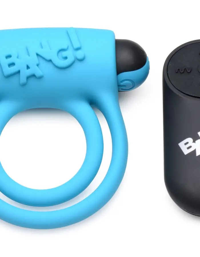 Bang - Silicone Cockring and Bullet With Remote Control - Blue