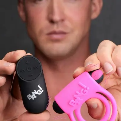 Bang - Silicone Cock Ring and Bullet With Remote Control - Pink