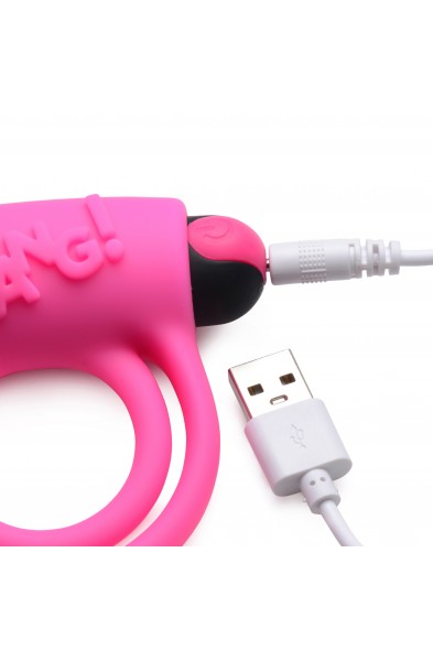 Bang - Silicone Cock Ring and Bullet With Remote Control - Pink