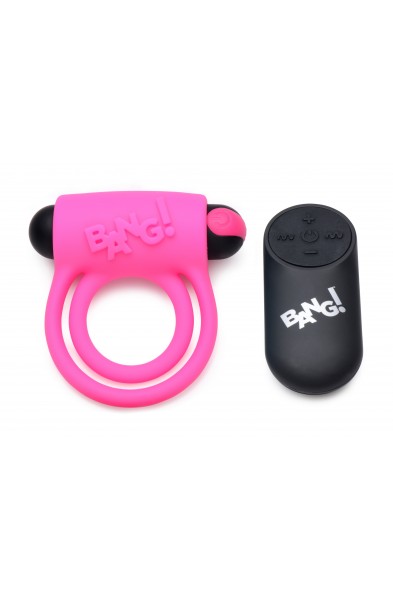 Bang - Silicone Cock Ring and Bullet With Remote Control - Pink